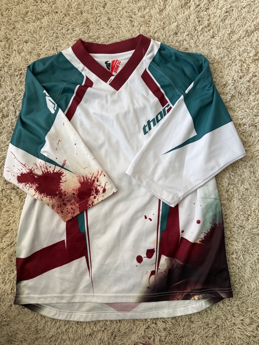 Thor MX White Teal Burgundy Motocross Jersey
